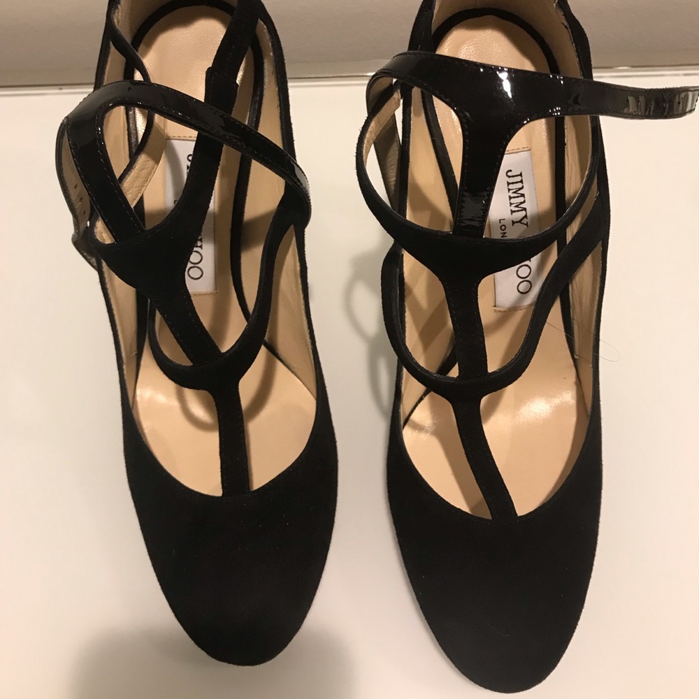 Black Suede Jimmy Choo Doll 100 Pumps